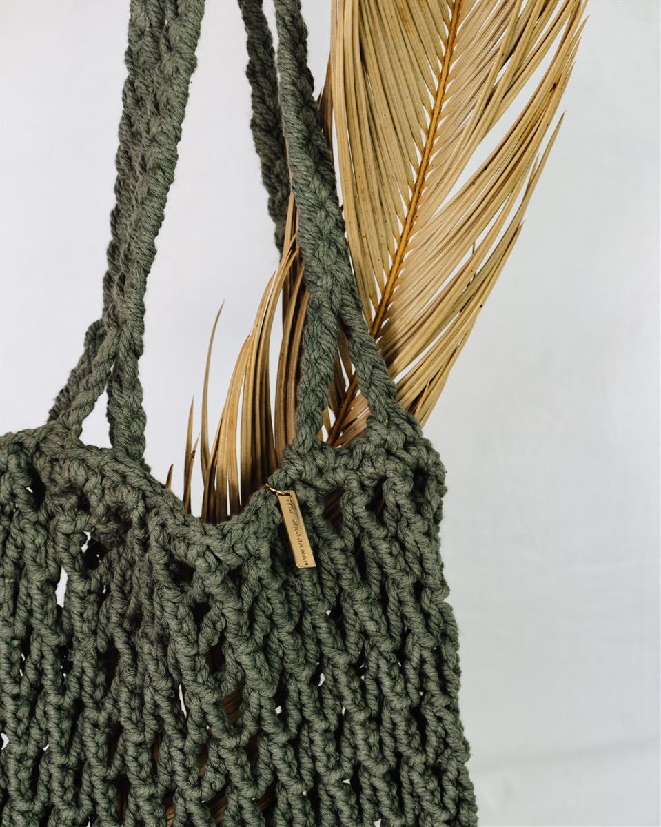 Tragetasche PERI I Salbei I exzellentes & nachhaltiges Makramee