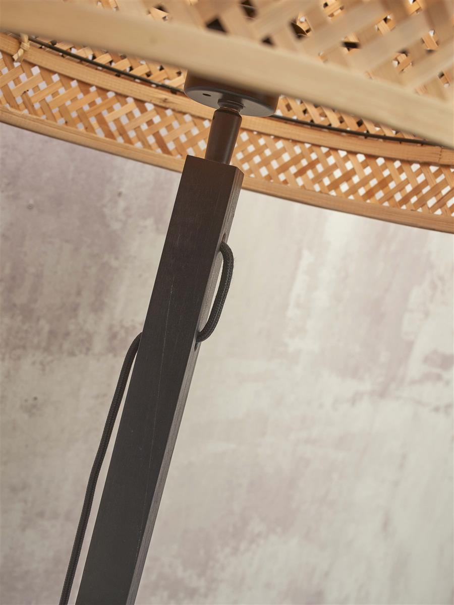 GOOD&MOJO I Stehleuchte I BHUTAN I Farbe: Natur/Schwarz I Schirm: Ø40 x 25