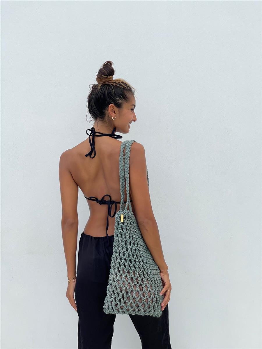 Tragetasche PERI I Salbei I exzellentes & nachhaltiges Makramee