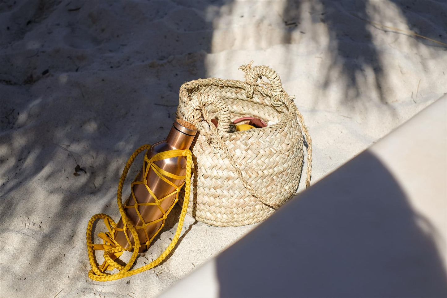 Trinkflasche-Rucksack NAVARNA I Aperol I exzellentes & nachhaltiges Makramee