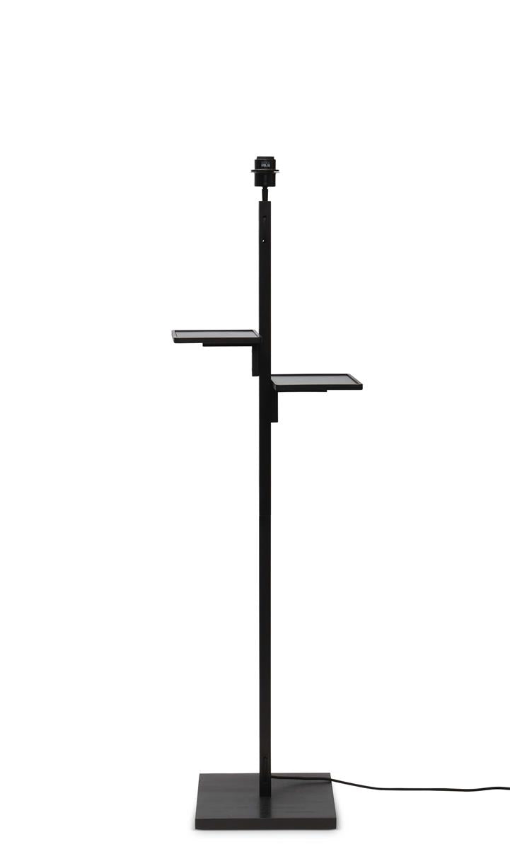 GOOD&MOJO I Stehleuchte I BHUTAN I Farbe: Natur/Schwarz I Schirm: Ø40 x 25