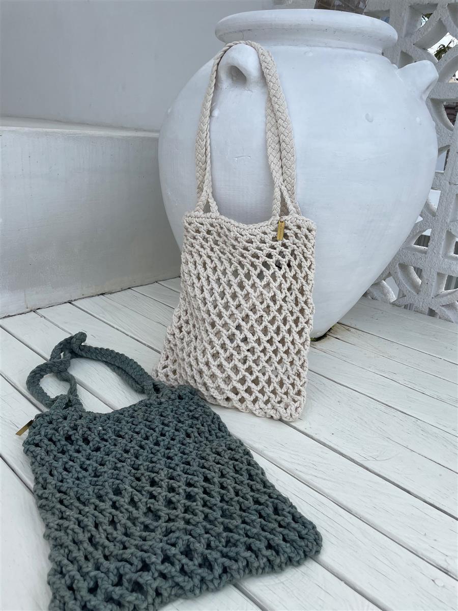 Tragetasche PERI I Salbei I exzellentes & nachhaltiges Makramee