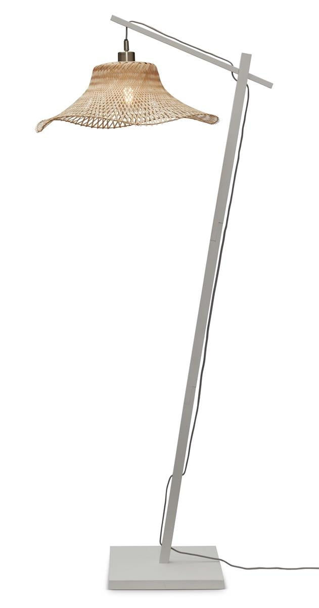 GOOD&MOJO I Stehleuchte I IBIZA I Farbe: Weiß/Natur I Schirm: Ø50 x15