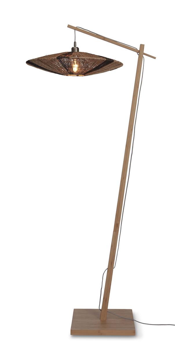 GOOD&MOJO I Stehleuchte I IGUAZU I Farbe: Natur/Schwarz I Schirm: Ø55 x 14
