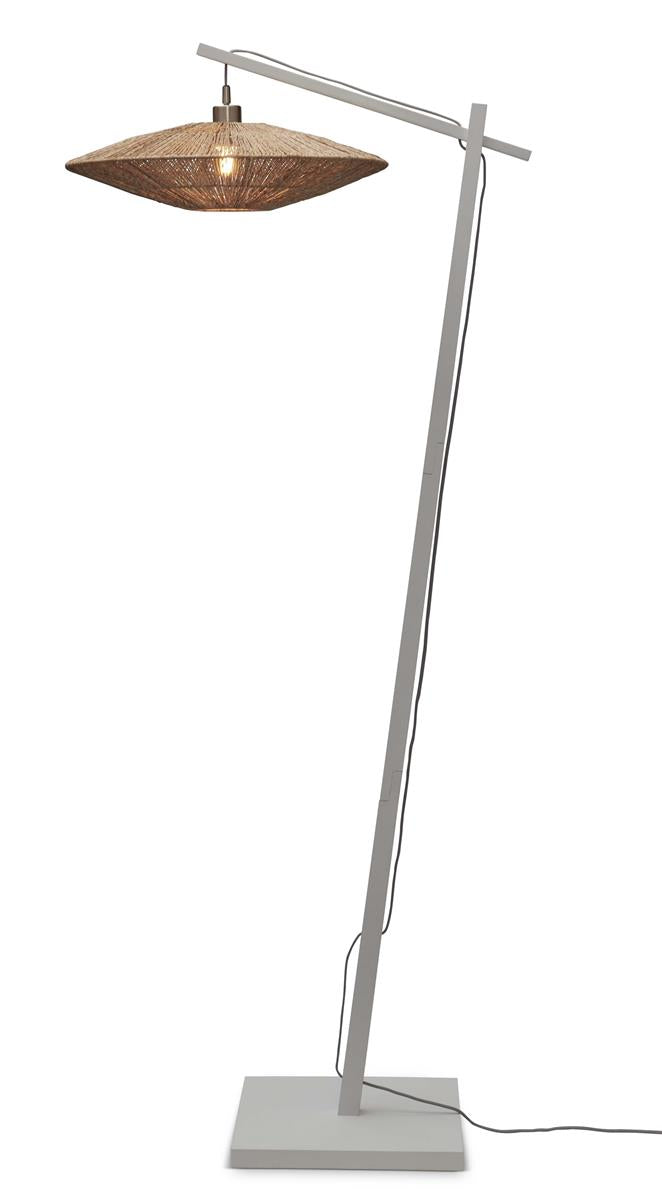 GOOD&MOJO I Stehleuchte I IGUAZU I Farbe: Weiß/Natur I Schirm: Ø55 x 14