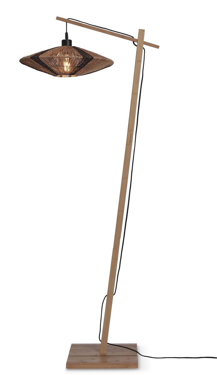 GOOD&MOJO I Stehleuchte I IGUAZU I Farbe: Natur/Schwarz I Schirm: Ø40 x 12