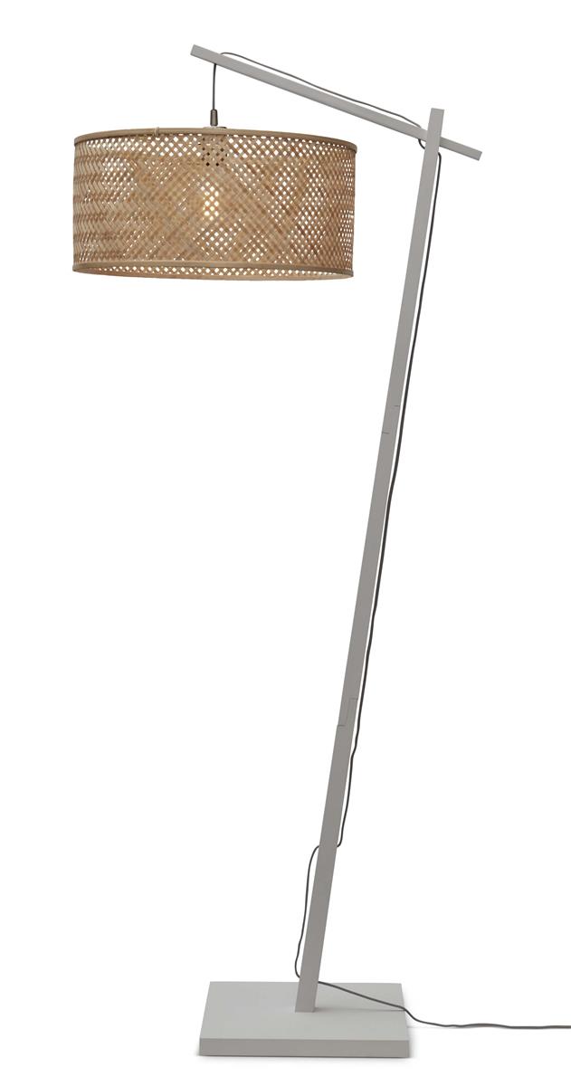 GOOD&MOJO I Stehleuchte I JAVA I Farbe: Weiß/Natur I Schirm: Ø50 x 22