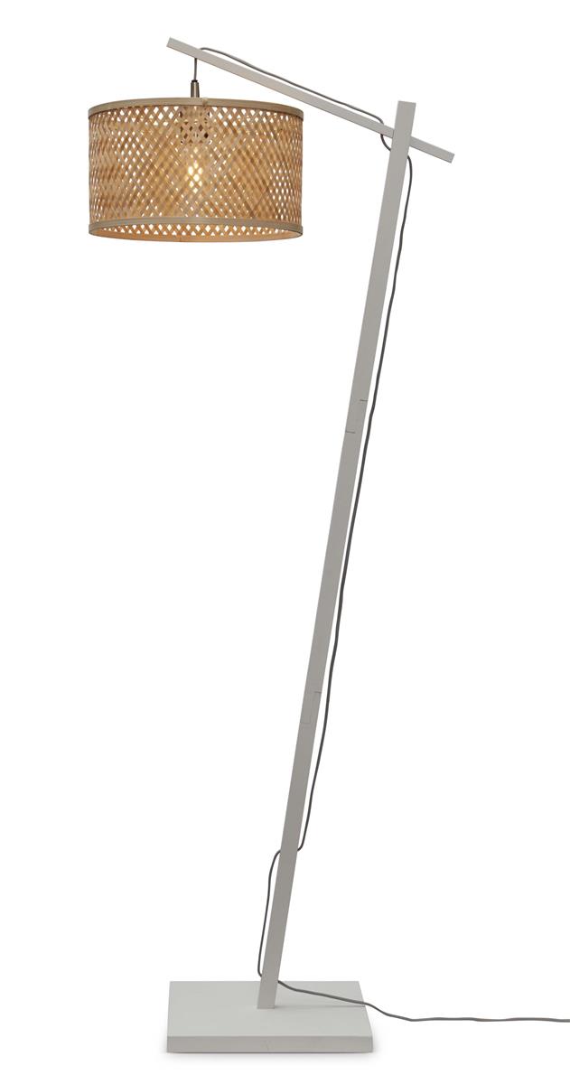 GOOD&MOJO I Stehleuchte I JAVA I Farbe: Weiß/Natur I Schirm: Ø32 x 18