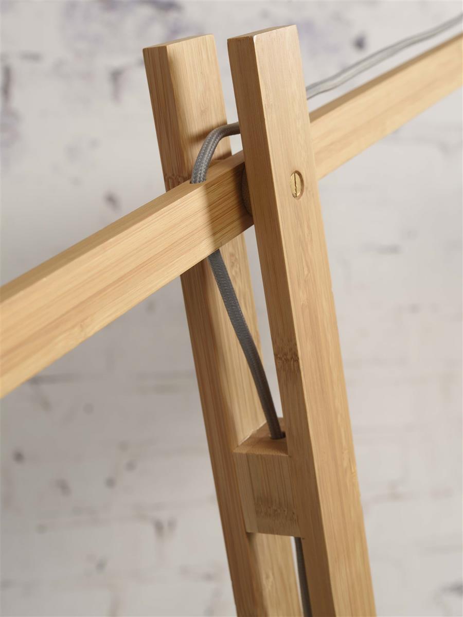 GOOD&MOJO I Stehleuchte I JAVA I Farbe: Natur/Schwarz I Schirm: Ø50 x 22