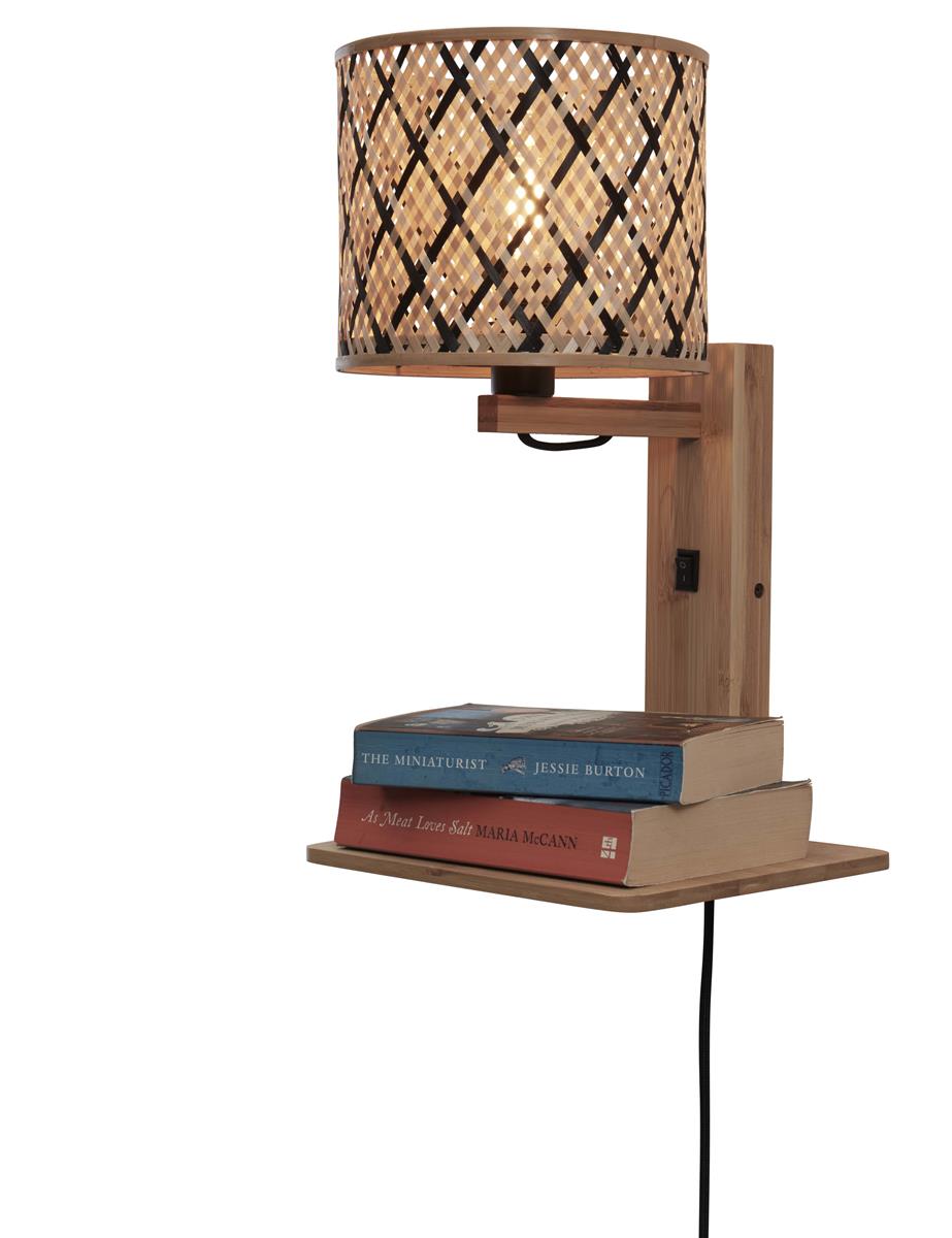 GOOD&MOJO I Wandleuchte I JAVA I Farbe: Natur/Schwarz I Schirm: Ø18 x 15