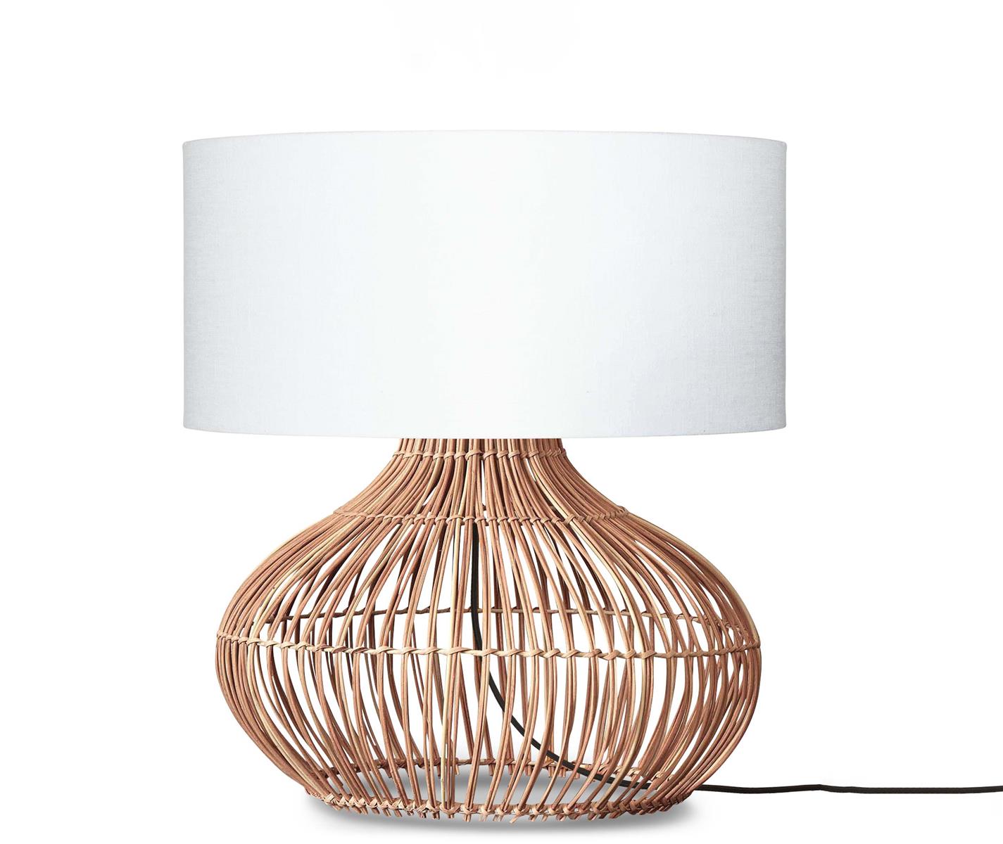 GOOD&MOJO I Tischleuchte I KALAHARI I Farbe: Natur/Weiß I Schirm: Ø42 x 35