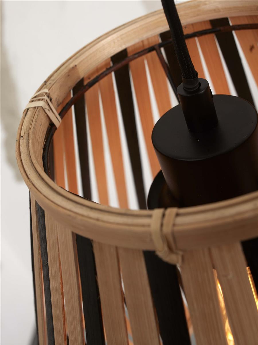 GOOD&MOJO I Hängeleuchte I MERAPI I Farbe: Natur/Schwarz I Schirm: Ø40 x 42