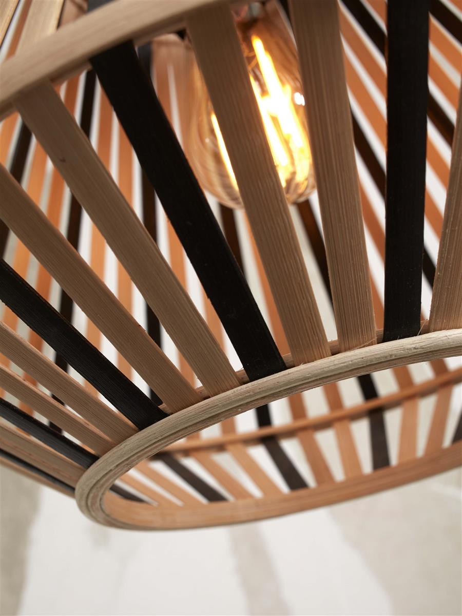 GOOD&MOJO I Hängeleuchte I MERAPI I Farbe: Natur/Schwarz I Schirm: Ø30 x 30