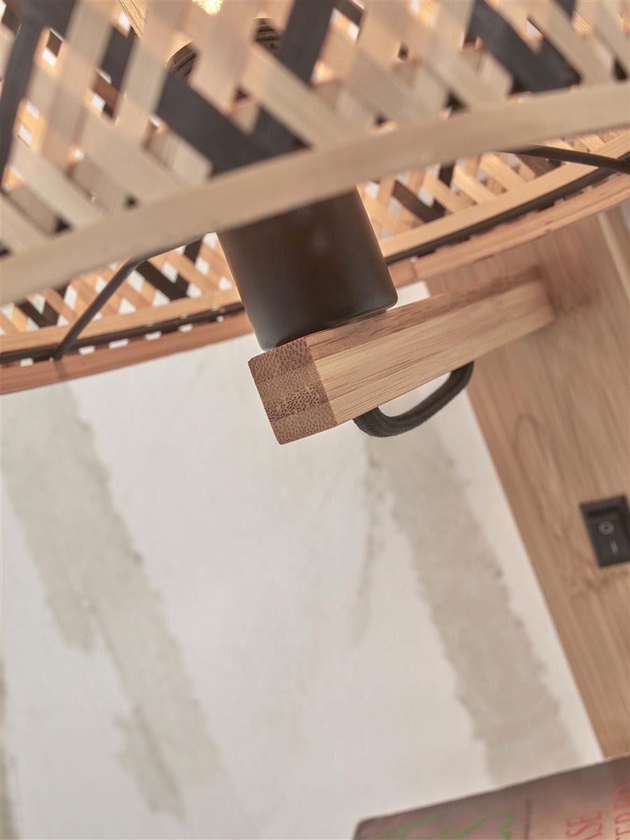 GOOD&MOJO I Wandleuchte I JAVA I Farbe: Natur/Schwarz I Schirm: Ø18 x 15