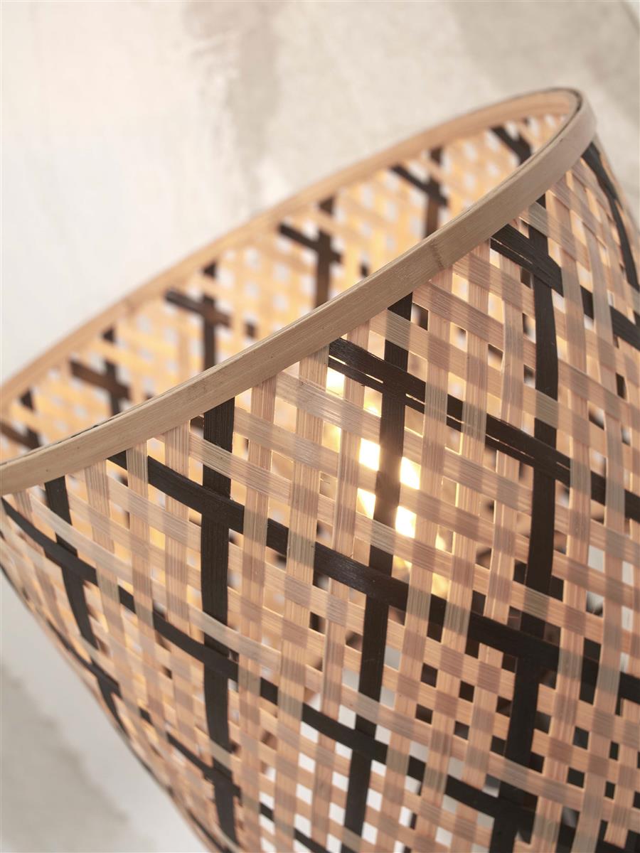 GOOD&MOJO I Wandleuchte I JAVA I Farbe: Natur/Schwarz I Schirm: Ø18 x 15