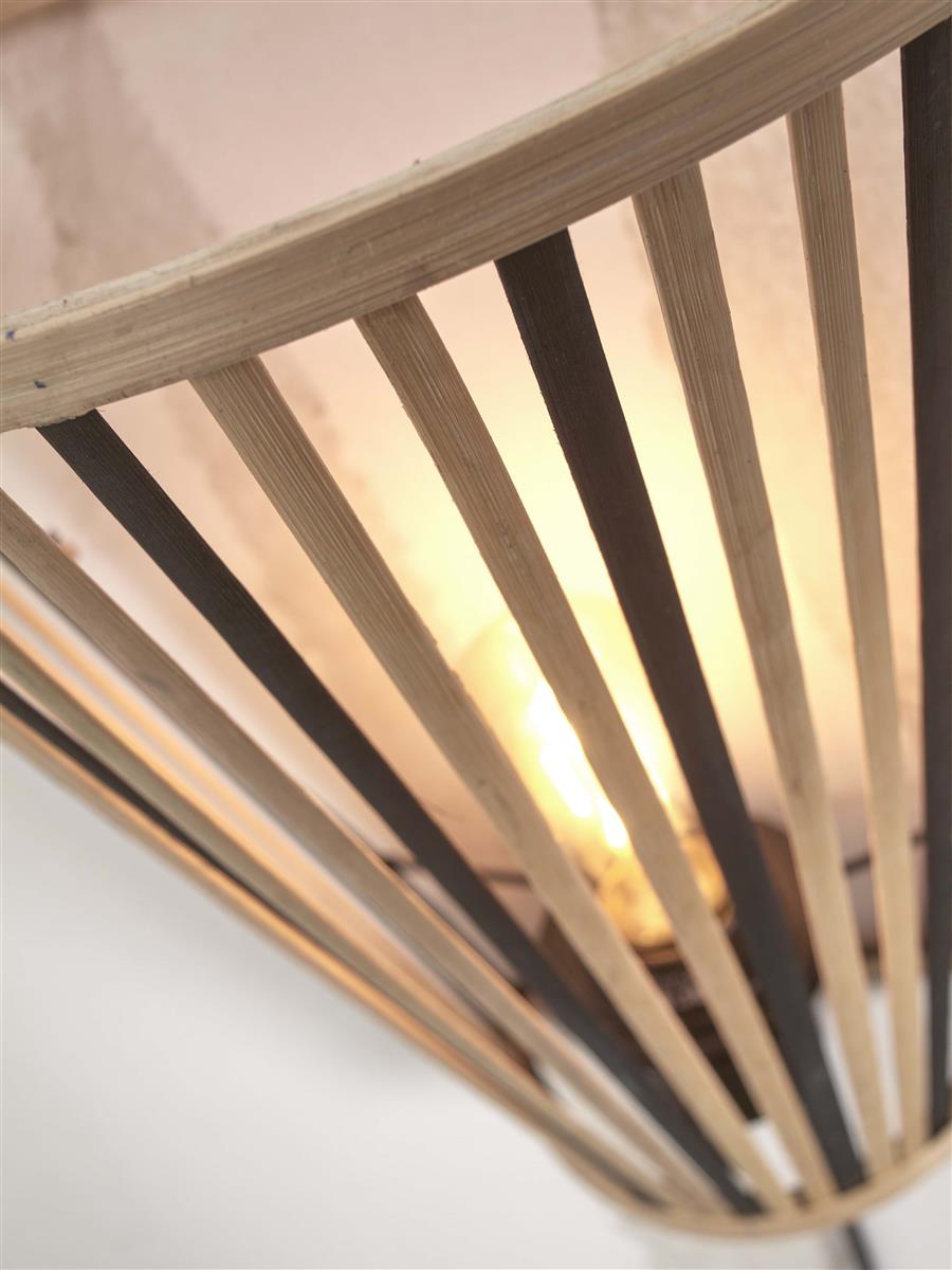 GOOD&MOJO I Wandleuchte I MERAPI I Farbe: Natur/Schwarz I Schirm: Ø30 x 30