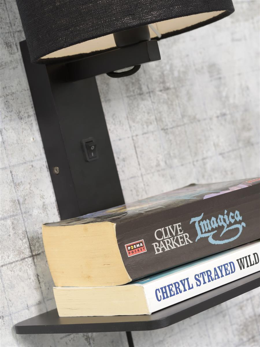 Good&Mojo I Wandleuchte I ANDES I Farbe: dunkles Leinen I Schirm: Ø18 x 15