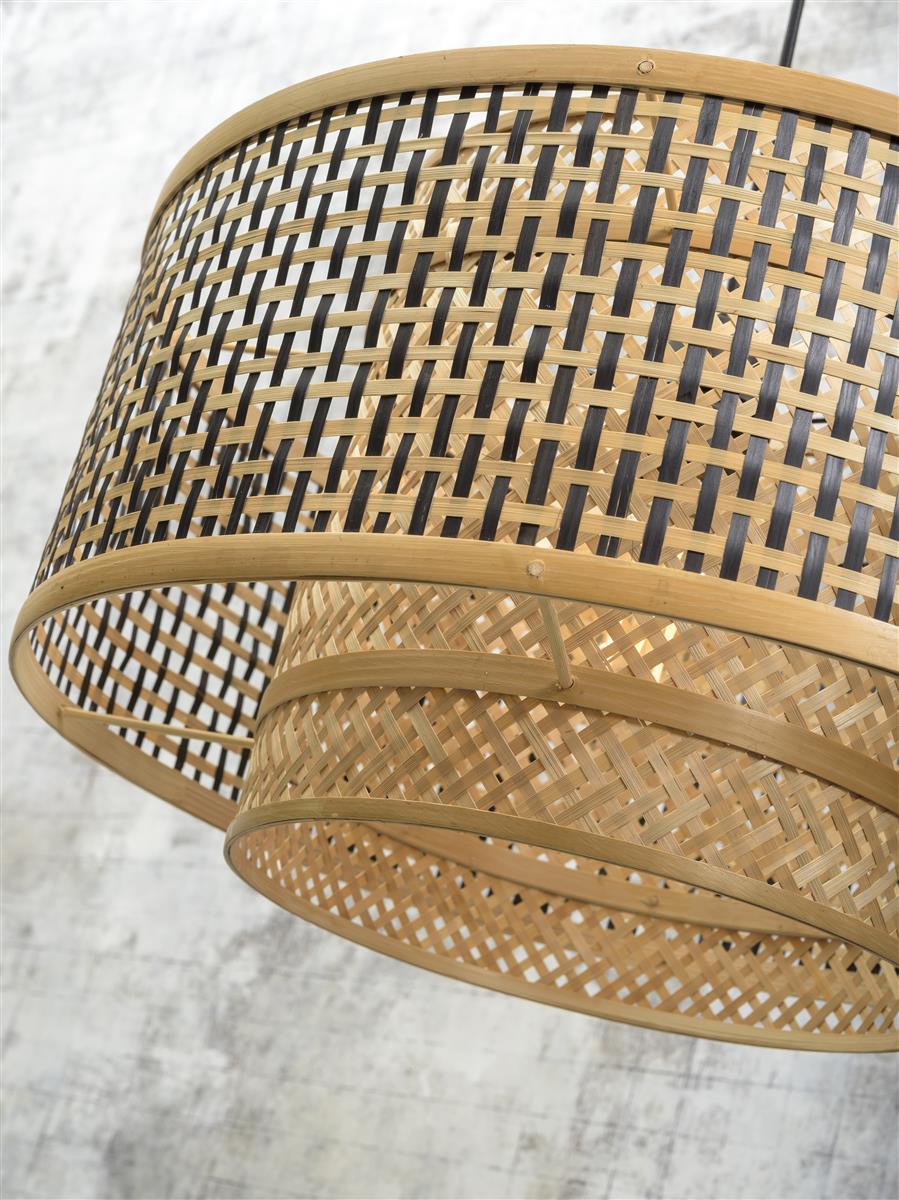 Good&Mojo I Wandleuchte I BHUTAN I Farbe: Natur/Schwarz I Schirm: Ø50 x 30