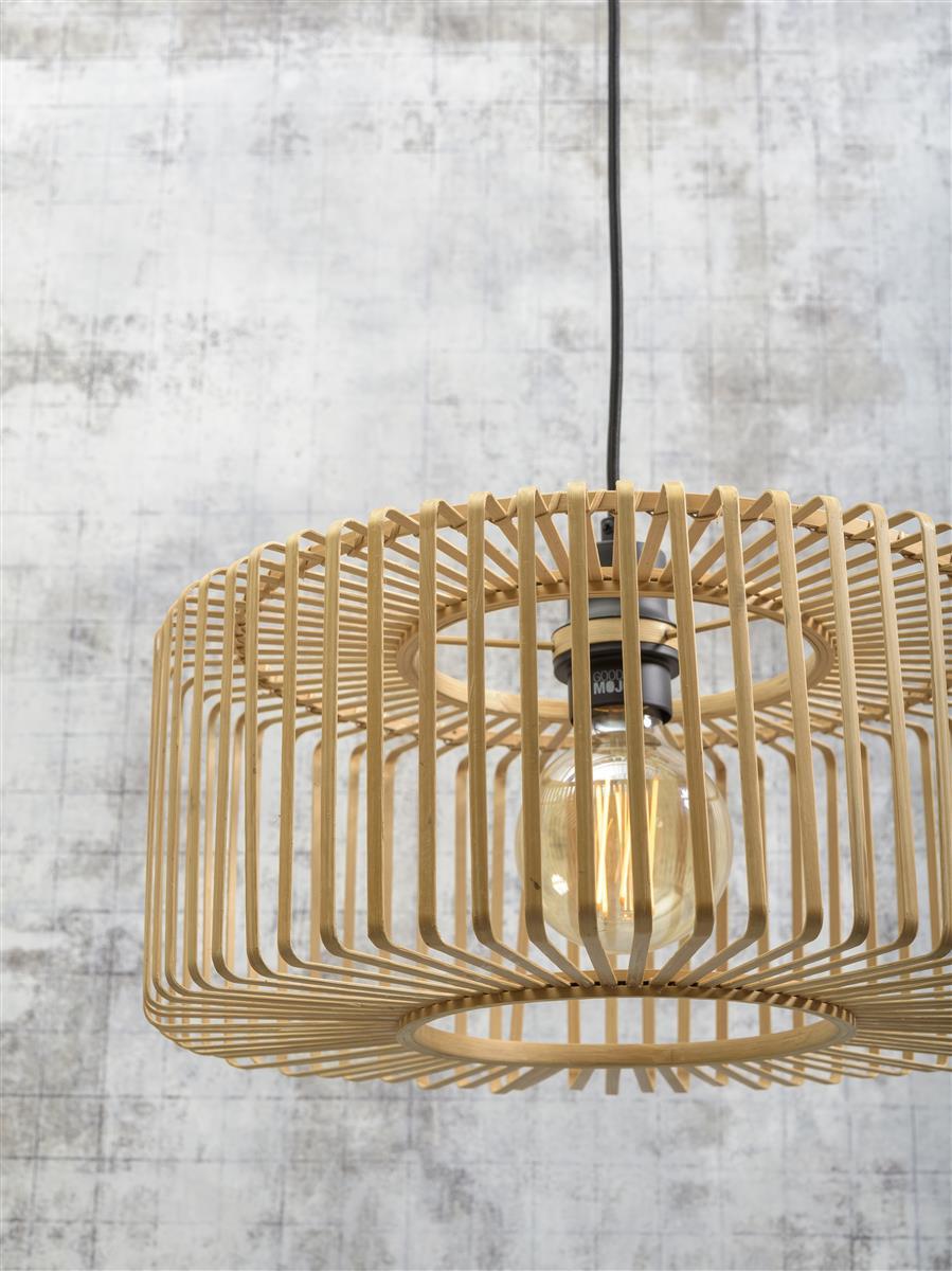 Good&Mojo I Hängeleuchte I BROMO I Farbe: Natur/Schwarz I Schirm: Ø40 x 18