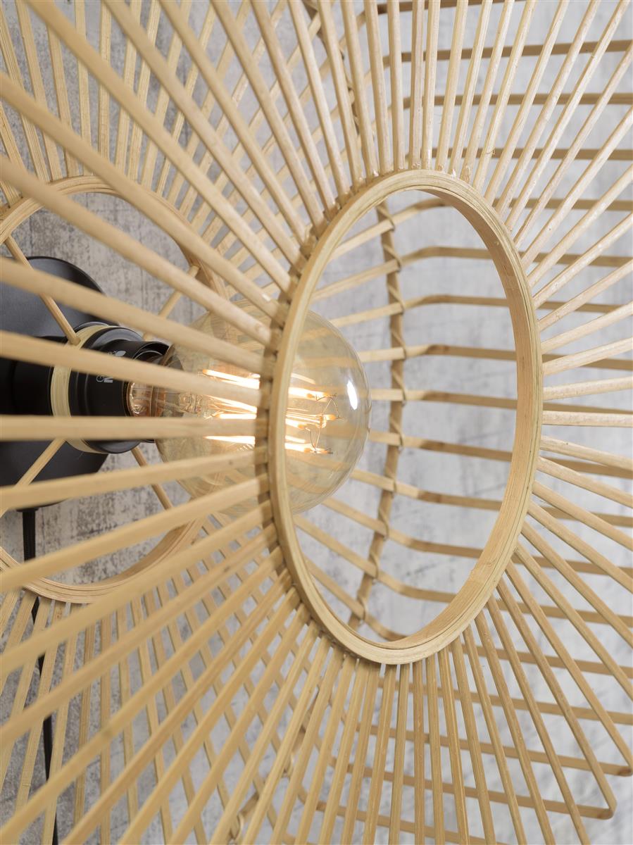 Good&Mojo I Wandleuchte I BROMO I Farbe: Natur/Schwarz I Schirm: Ø60 x 18