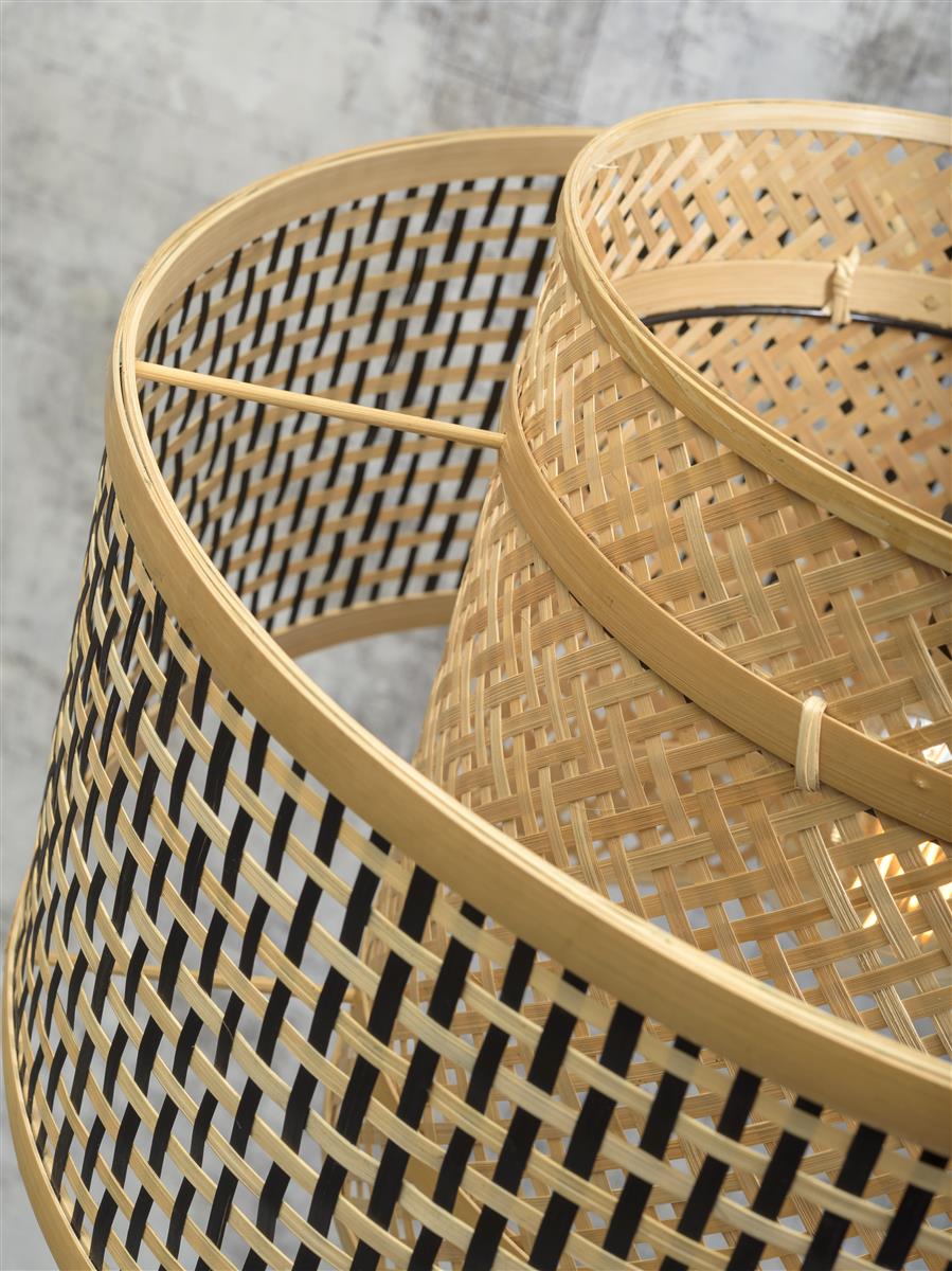 Good&Mojo I Wandleuchte I BHUTAN I Farbe: Natur/Schwarz I Schirm: Ø50 x 30