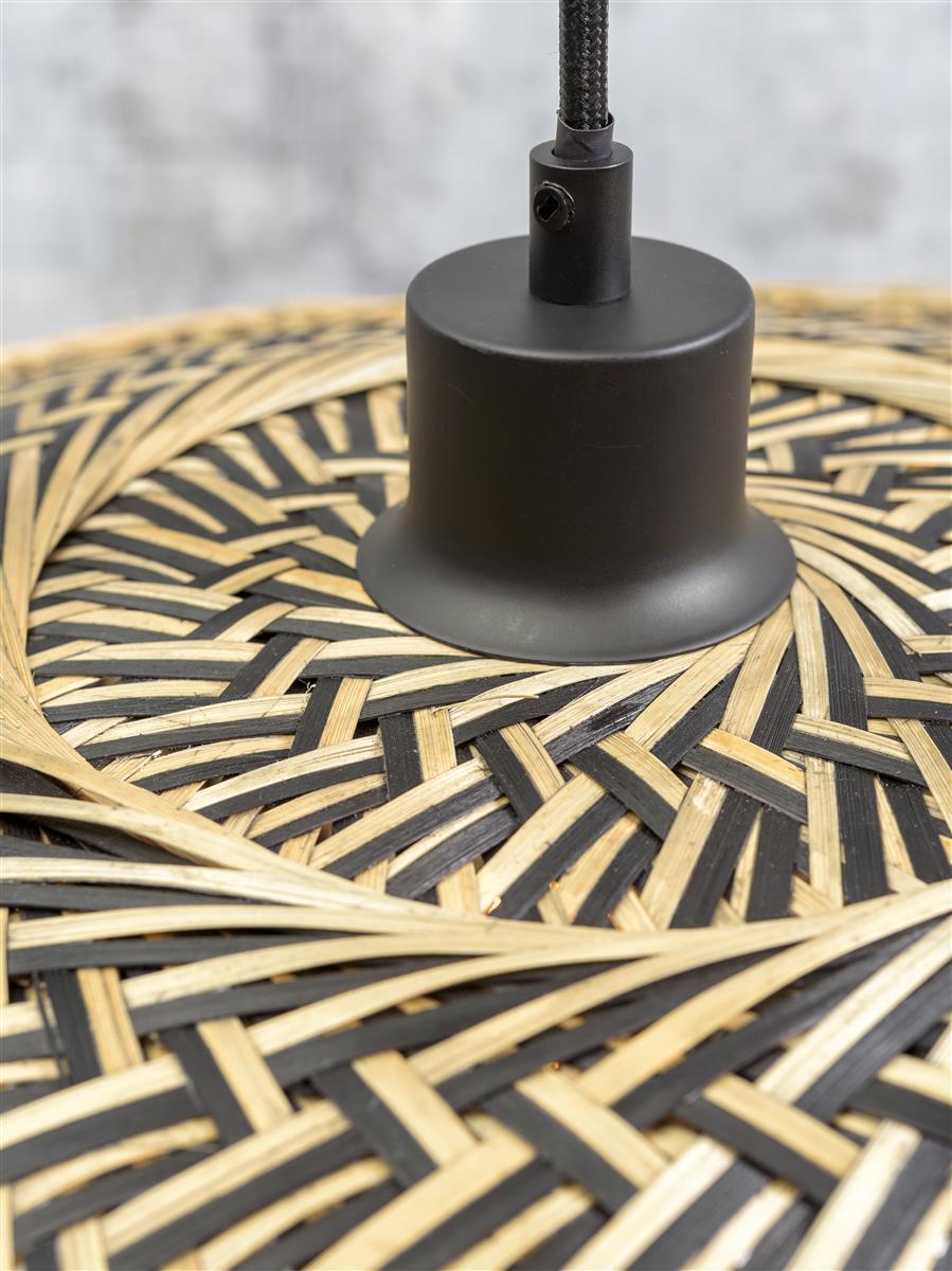 Good&Mojo I Hängeleuchte I BALI I Farbe: Natur/Schwarz I Schirm: Ø87 x 20