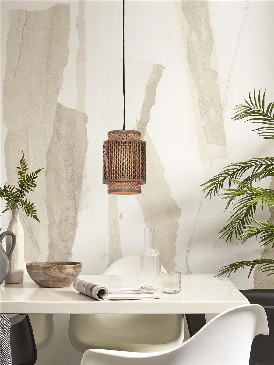 GOOD&MOJO I Hängeleuchte I BHUTAN I Farbe: Natur/Schwarz I Schirm: Ø18 x 25