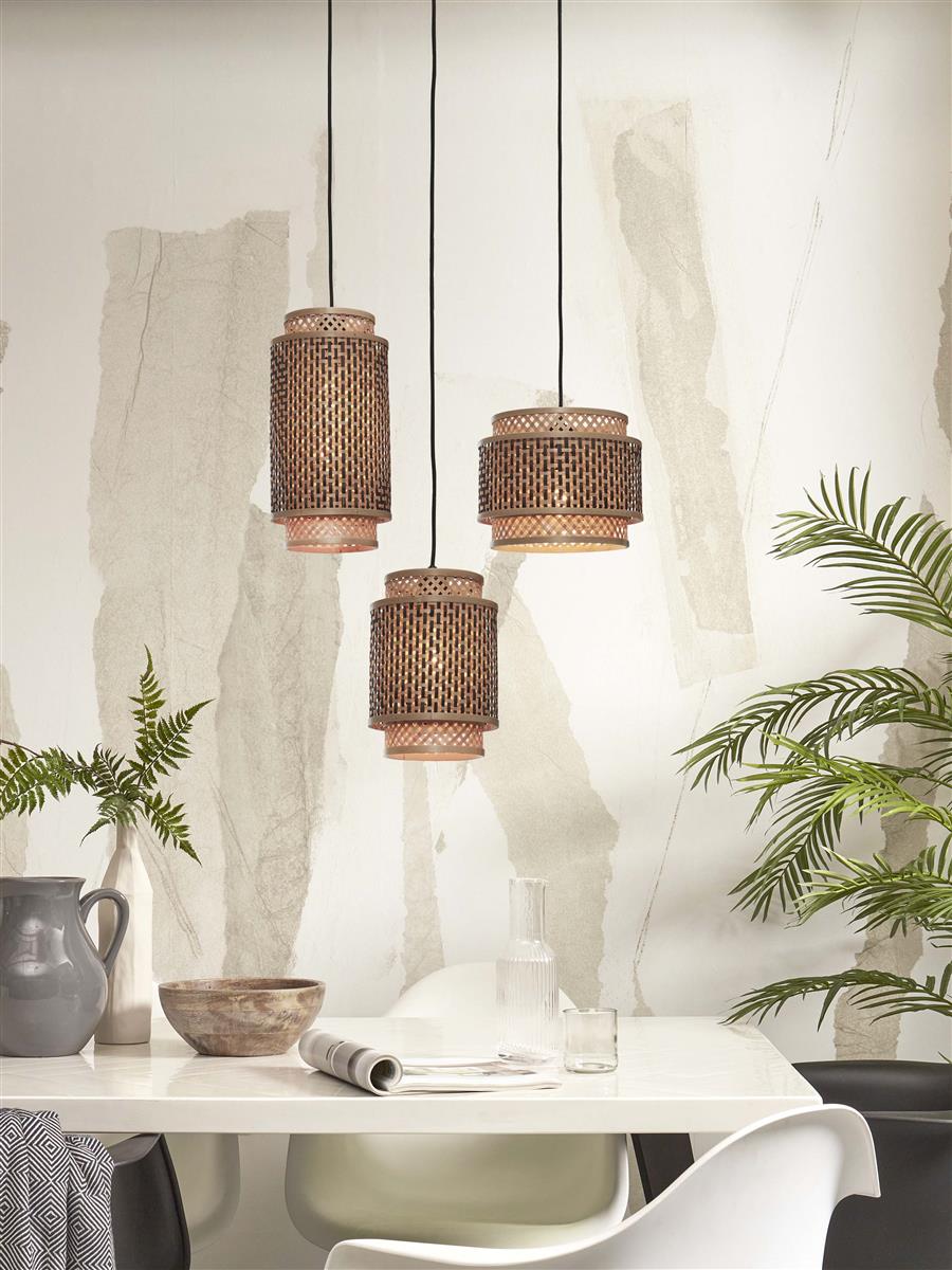 GOOD&MOJO I Hängeleuchte I BHUTAN I Farbe: Natur/Schwarz I Schirm: Ø18 x 25
