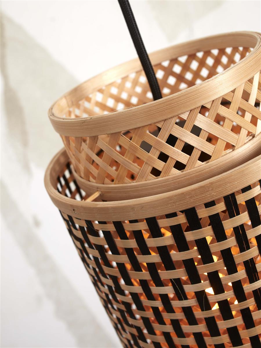 GOOD&MOJO I Hängeleuchte I BHUTAN I Farbe: Natur/Schwarz I Schirm: Ø18 x 35