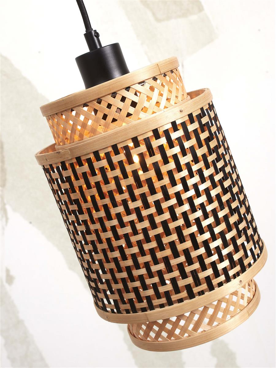 GOOD&MOJO I Hängeleuchte I BHUTAN I Farbe: Natur/Schwarz I Schirm: Ø18 x 25