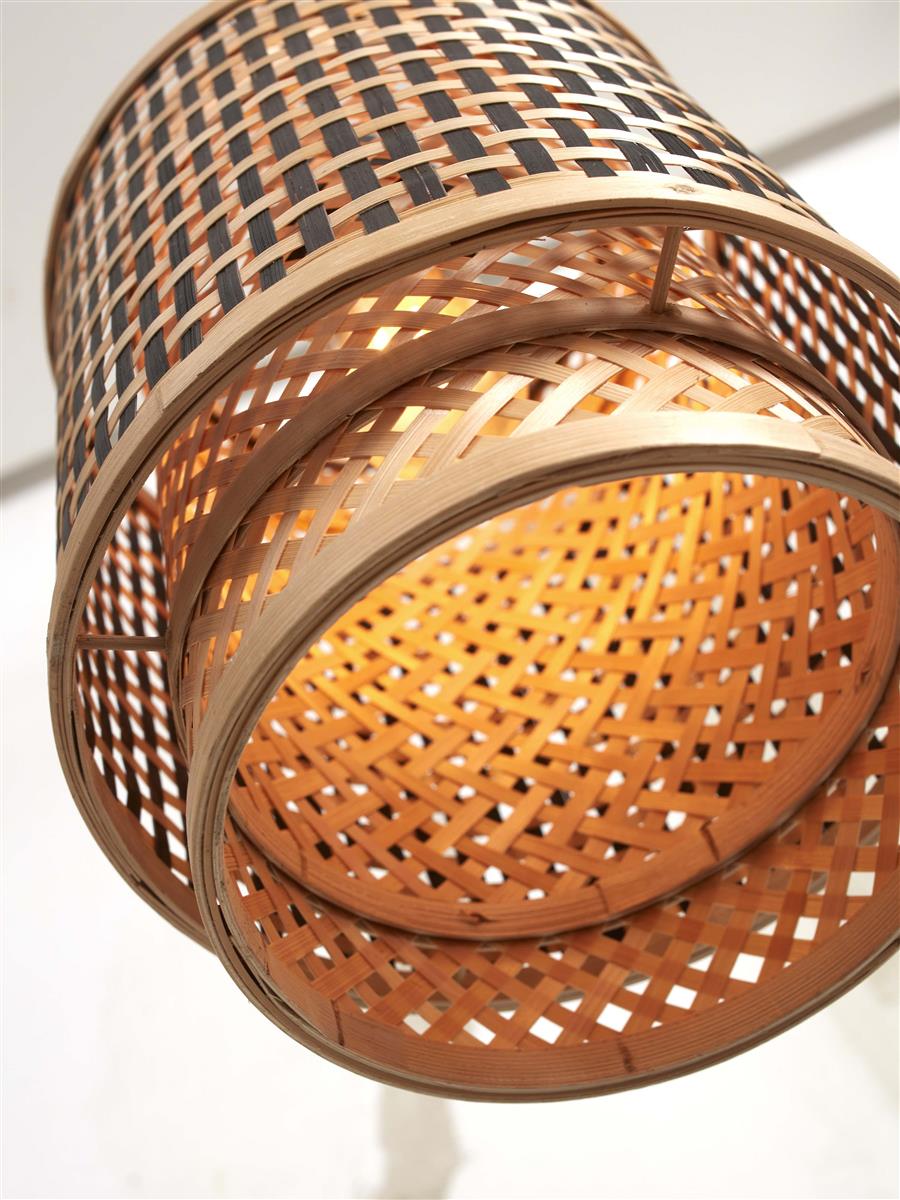 GOOD&MOJO I Hängeleuchte I BHUTAN I Farbe: Natur/Schwarz I Schirm: Ø18 x 25