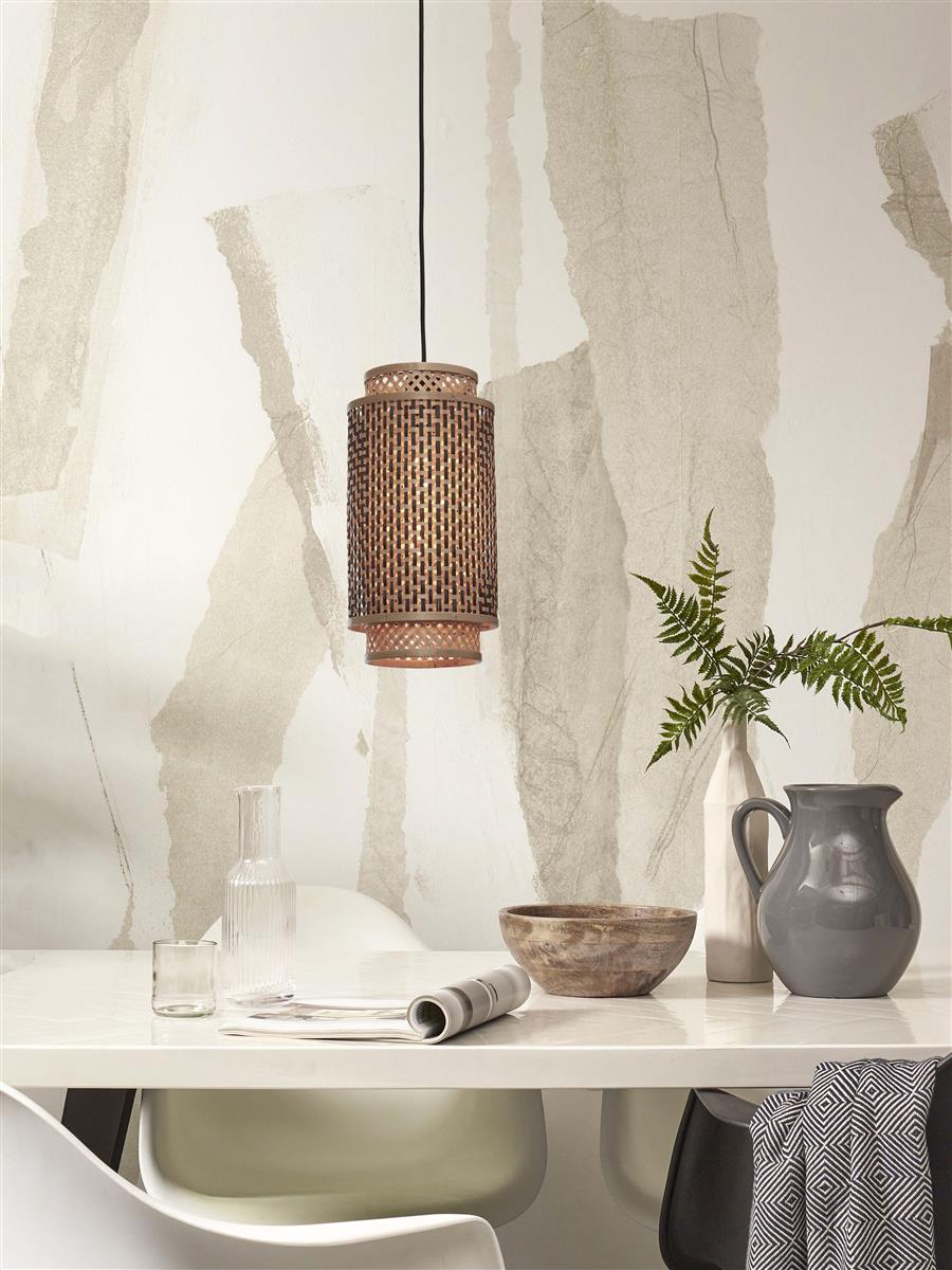 GOOD&MOJO I Hängeleuchte I BHUTAN I Farbe: Natur/Schwarz I Schirm: Ø18 x 35