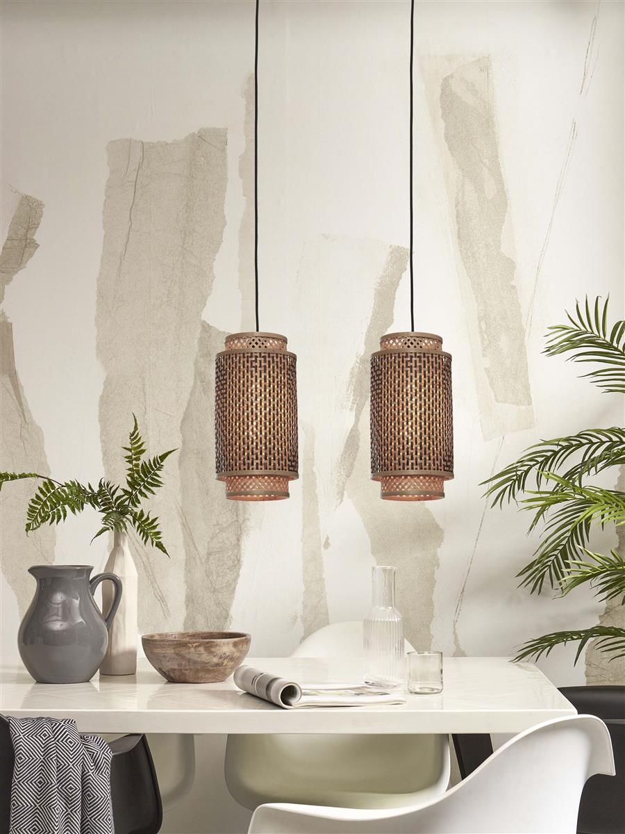 GOOD&MOJO I Hängeleuchte I BHUTAN I Farbe: Natur/Schwarz I Schirm: Ø18 x 35