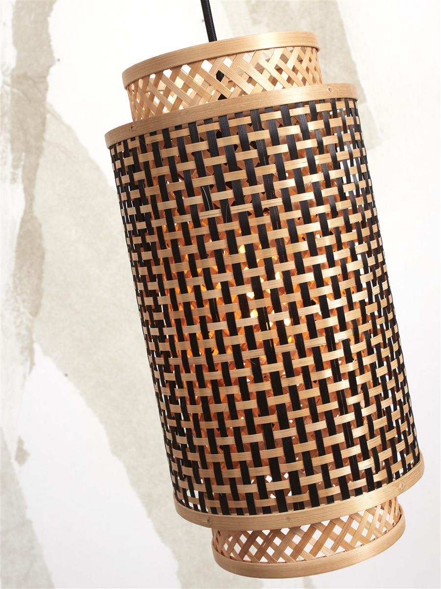 GOOD&MOJO I Hängeleuchte I BHUTAN I Farbe: Natur/Schwarz I Schirm: Ø18 x 35