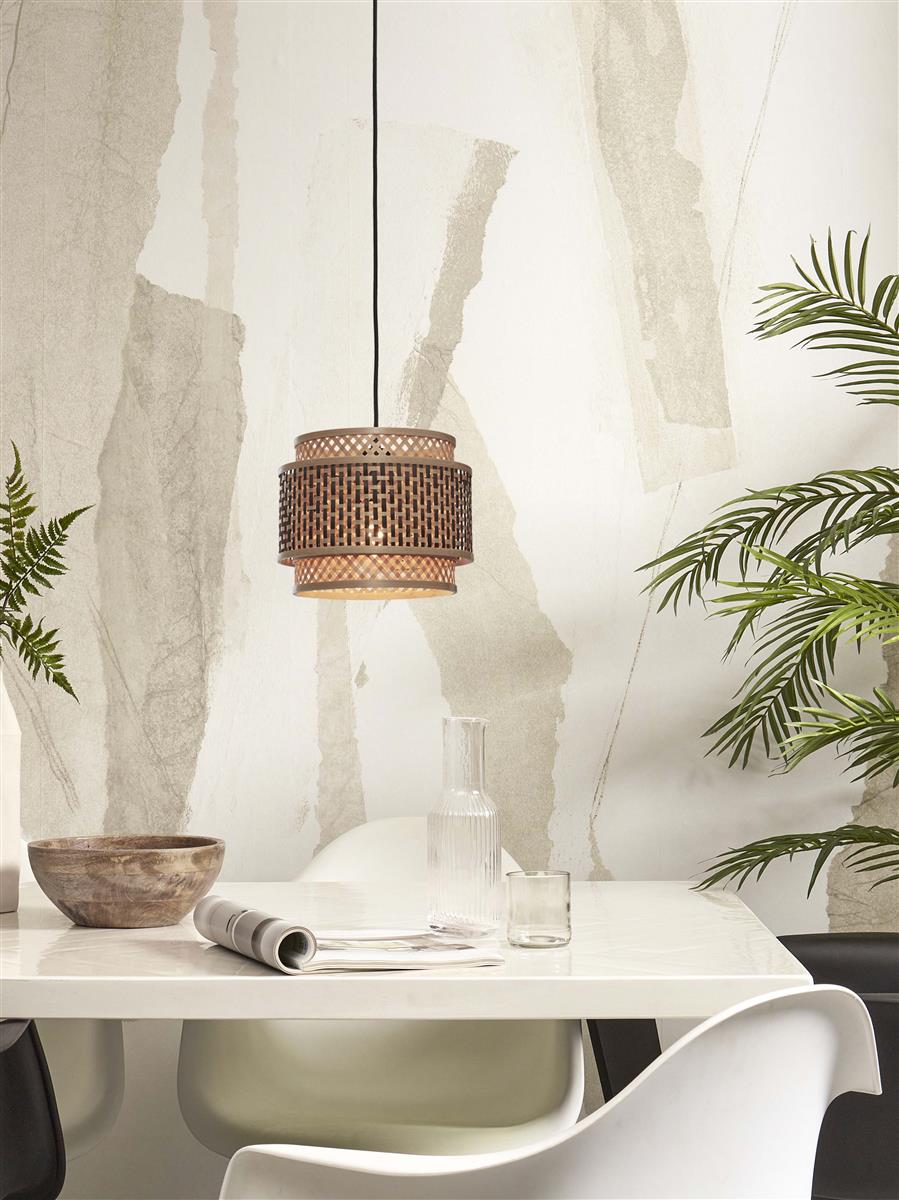 GOOD&MOJO I Hängeleuchte I BHUTAN I Farbe: Natur/Schwarz I Schirm: Ø25 x20