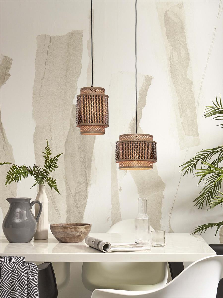GOOD&MOJO I Hängeleuchte I BHUTAN I Farbe: Natur/Schwarz I Schirm: Ø25 x20