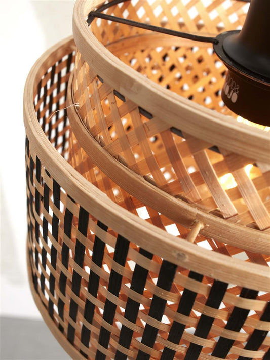 GOOD&MOJO I Hängeleuchte I BHUTAN I Farbe: Natur/Schwarz I Schirm: Ø25 x20