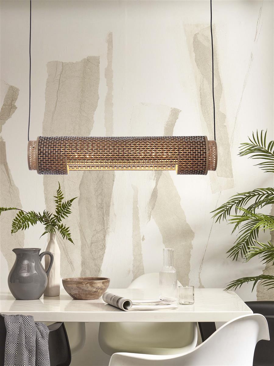 GOOD&MOJO I Hängeleuchte I BHUTAN I Farbe: Natur/Schwarz I Schirm: Ø85 x 18