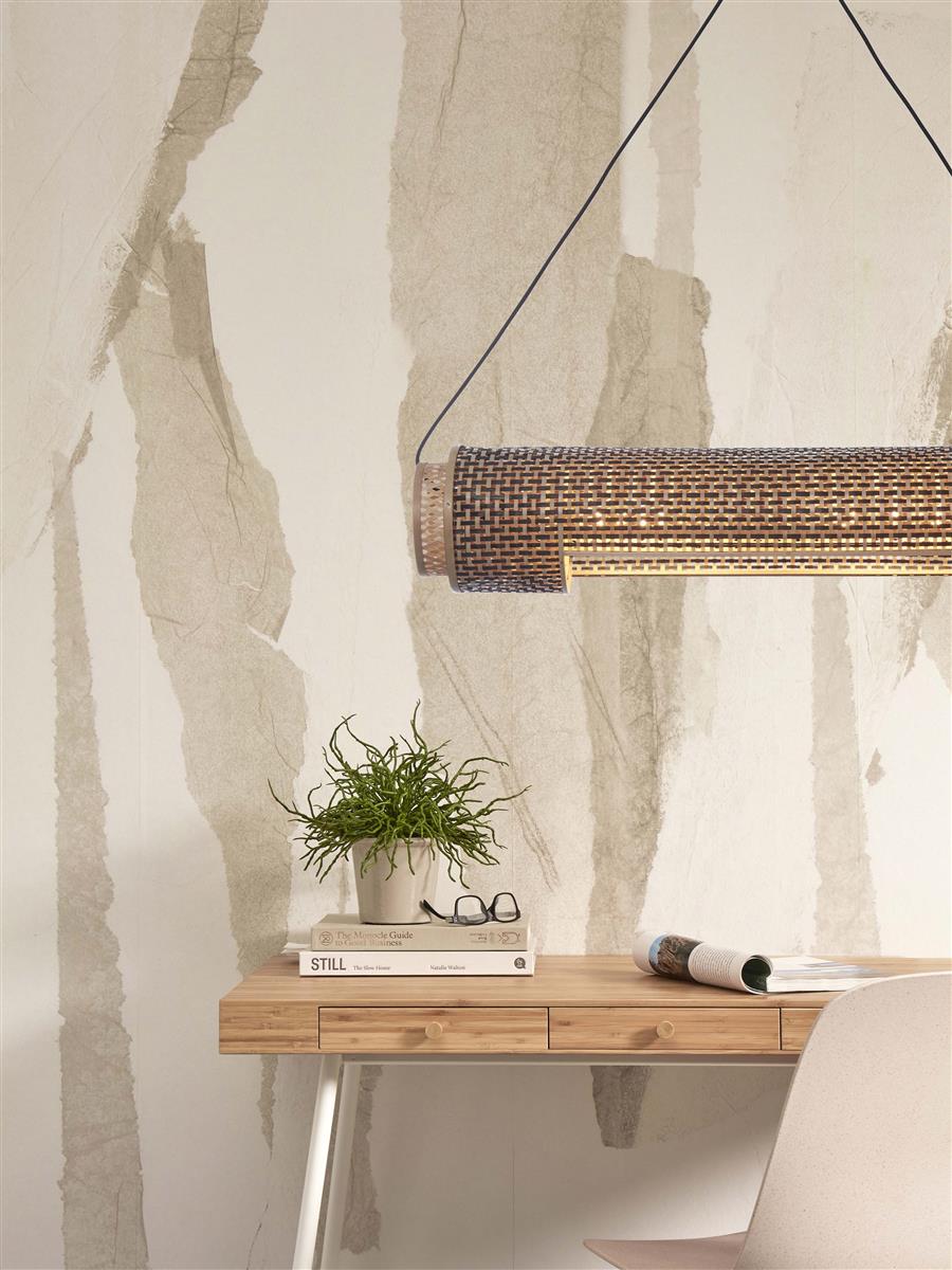 GOOD&MOJO I Hängeleuchte I BHUTAN I Farbe: Natur/Schwarz I Schirm: Ø85 x 18