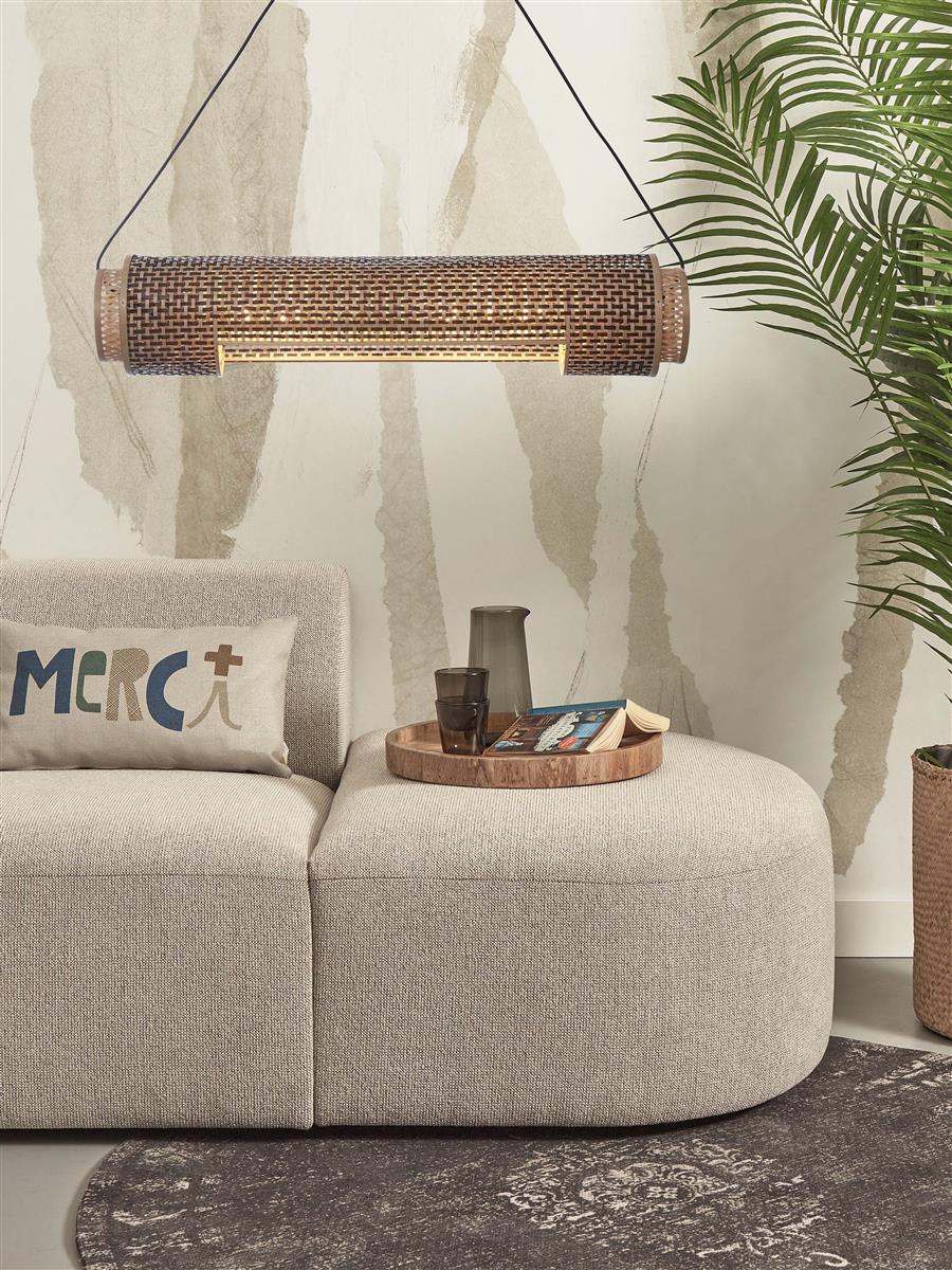 GOOD&MOJO I Hängeleuchte I BHUTAN I Farbe: Natur/Schwarz I Schirm: Ø85 x 18