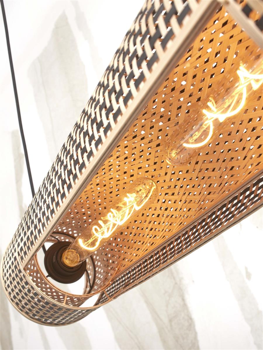 GOOD&MOJO I Hängeleuchte I BHUTAN I Farbe: Natur/Schwarz I Schirm: Ø85 x 18