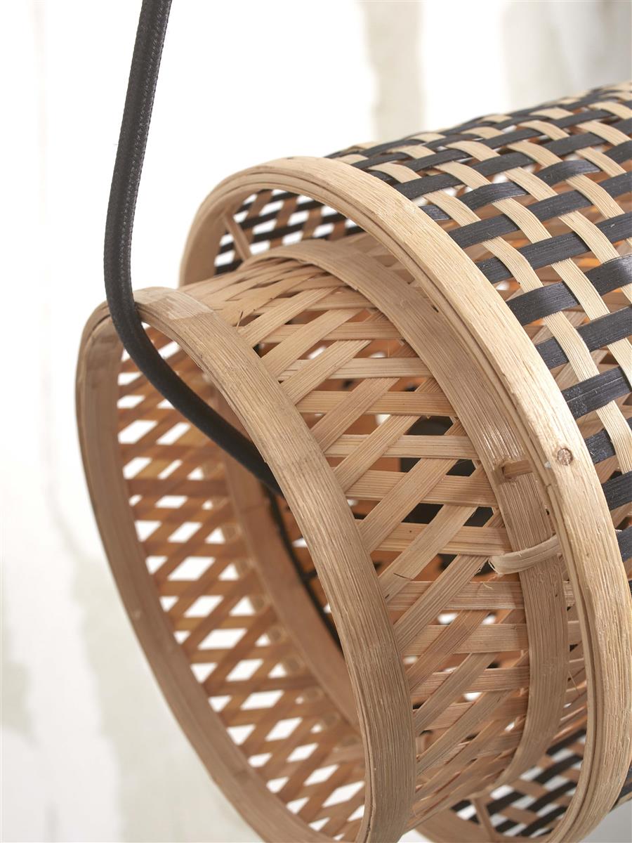 GOOD&MOJO I Hängeleuchte I BHUTAN I Farbe: Natur/Schwarz I Schirm: Ø85 x 18