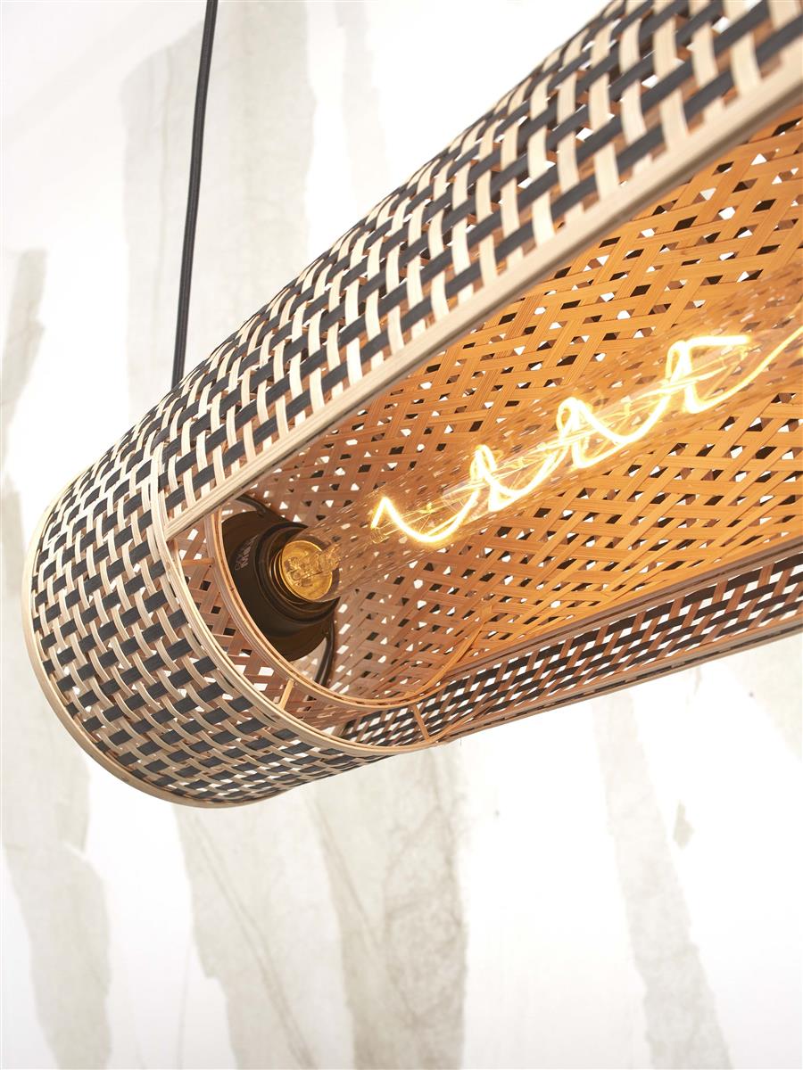 GOOD&MOJO I Hängeleuchte I BHUTAN I Farbe: Natur/Schwarz I Schirm: Ø85 x 18