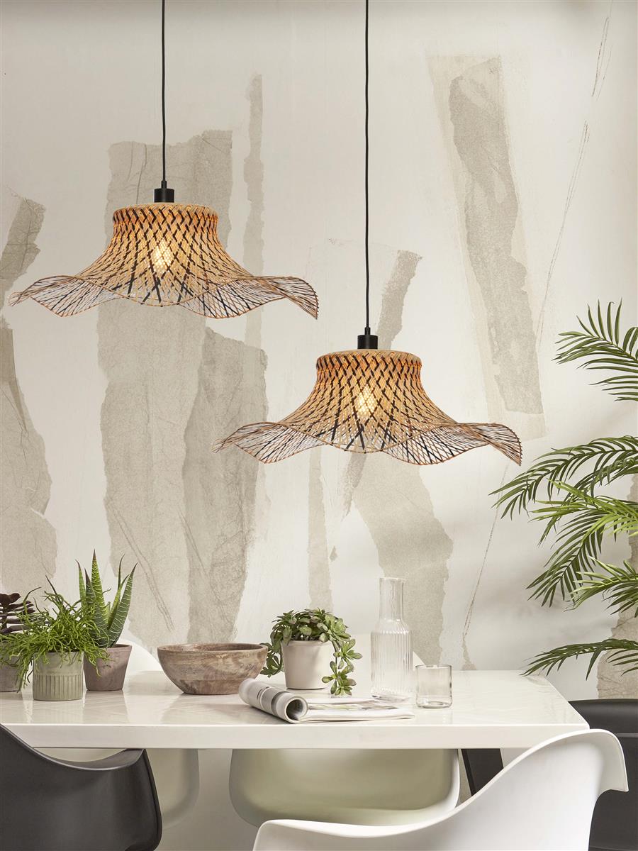 GOOD&MOJO I Hängeleuchte I IBIZA I Farbe: Natur/Schwarz I Schirm: Ø65 x 20