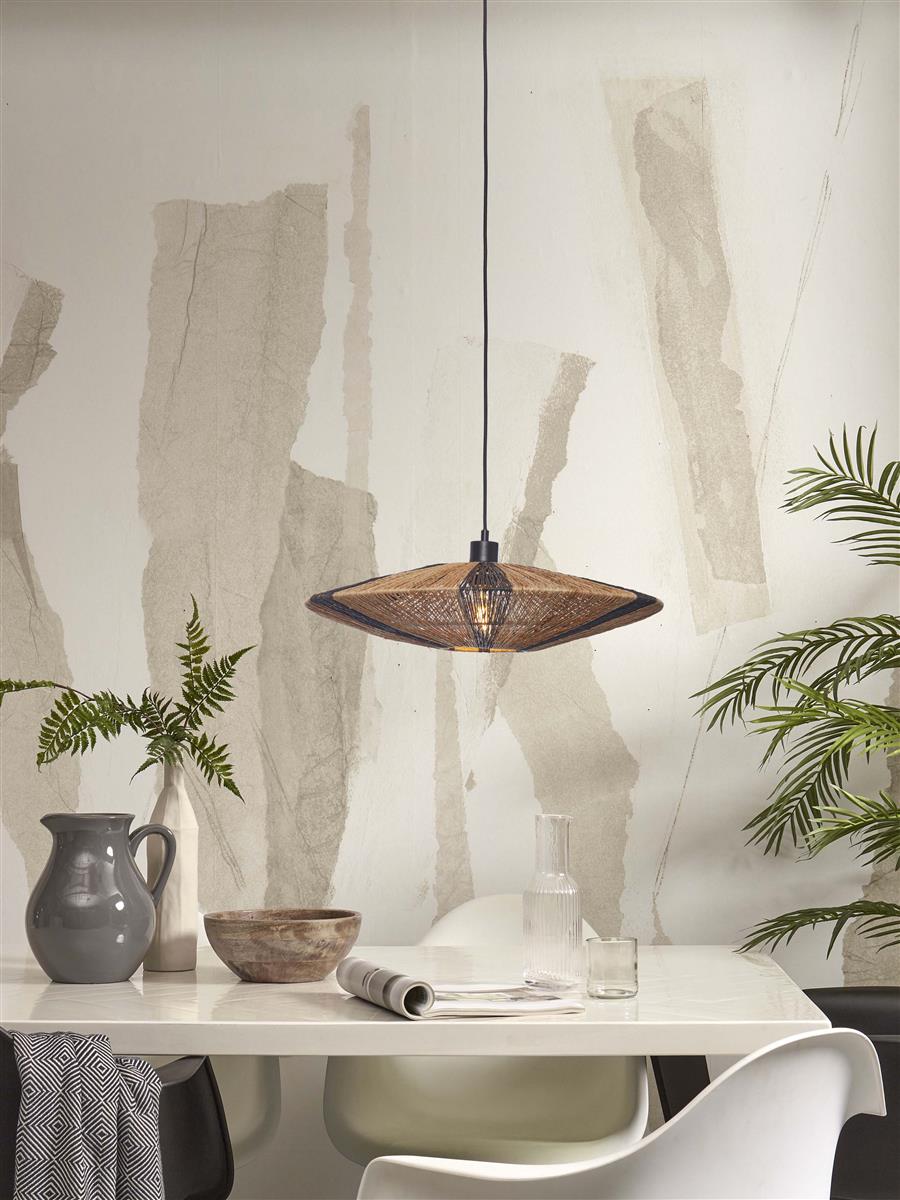 GOOD&MOJO I Hängeleuchte I IGUAZU I Farbe: Natur/Schwarz I Schirm: Ø55 x 14