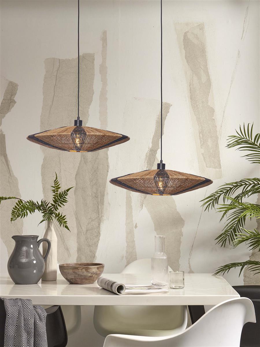 GOOD&MOJO I Hängeleuchte I IGUAZU I Farbe: Natur/Schwarz I Schirm: Ø55 x 14