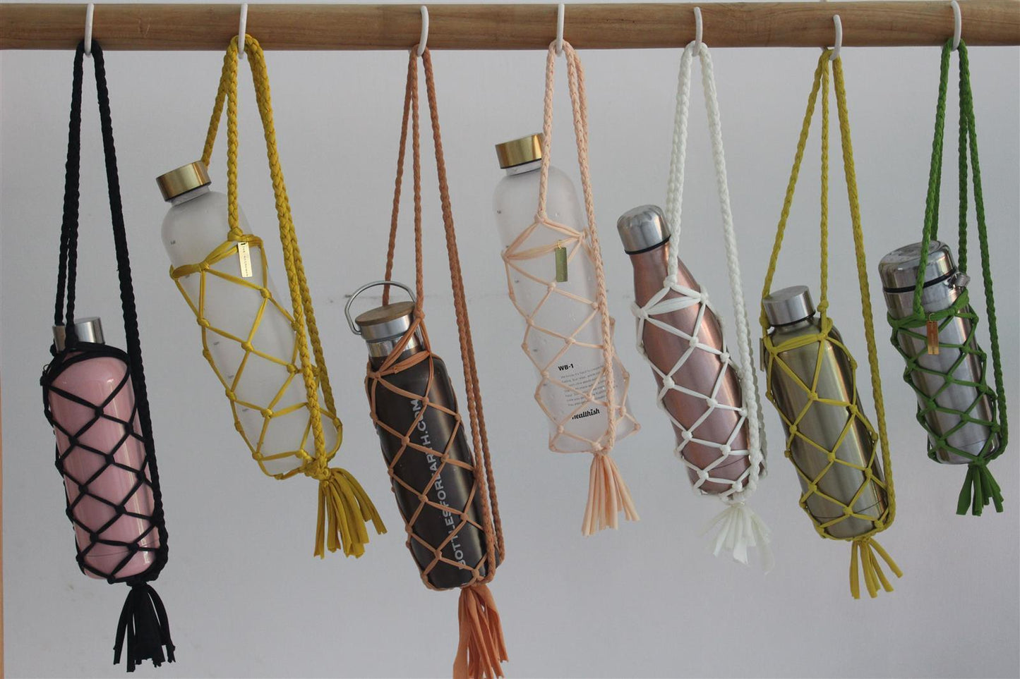 Trinkflasche-Rucksack NAVARNA I Rosen-Pink I exzellentes & nachhaltiges Makramee