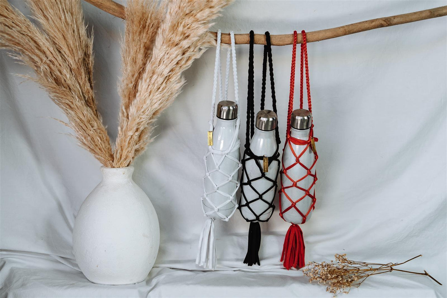 Trinkflasche-Rucksack NAVARNA I Rosen-Pink I exzellentes & nachhaltiges Makramee