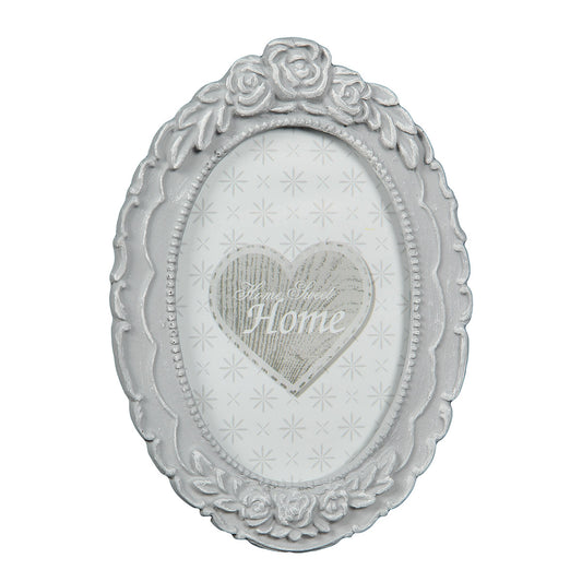 Ovales Bilderrahmen I grau 15x11cm